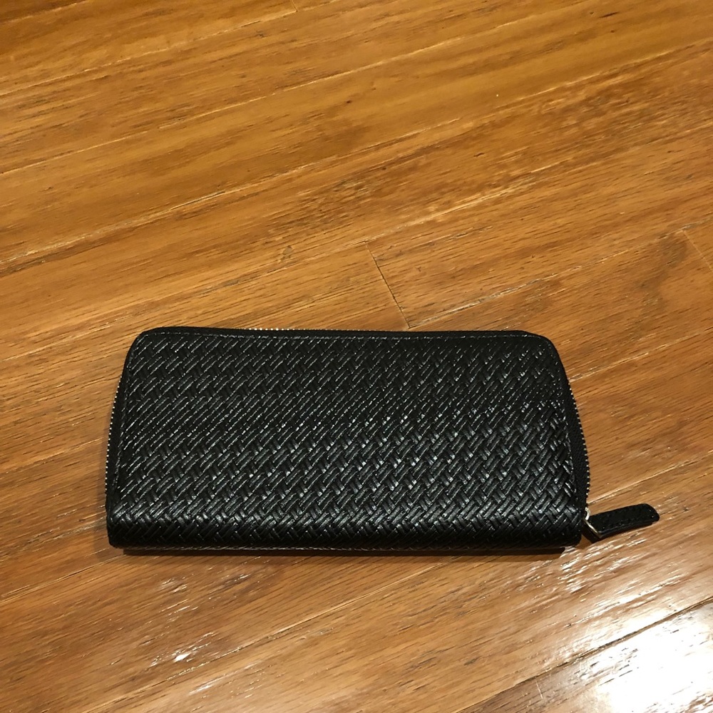Black Textured Wallet with coin purse/CC slots